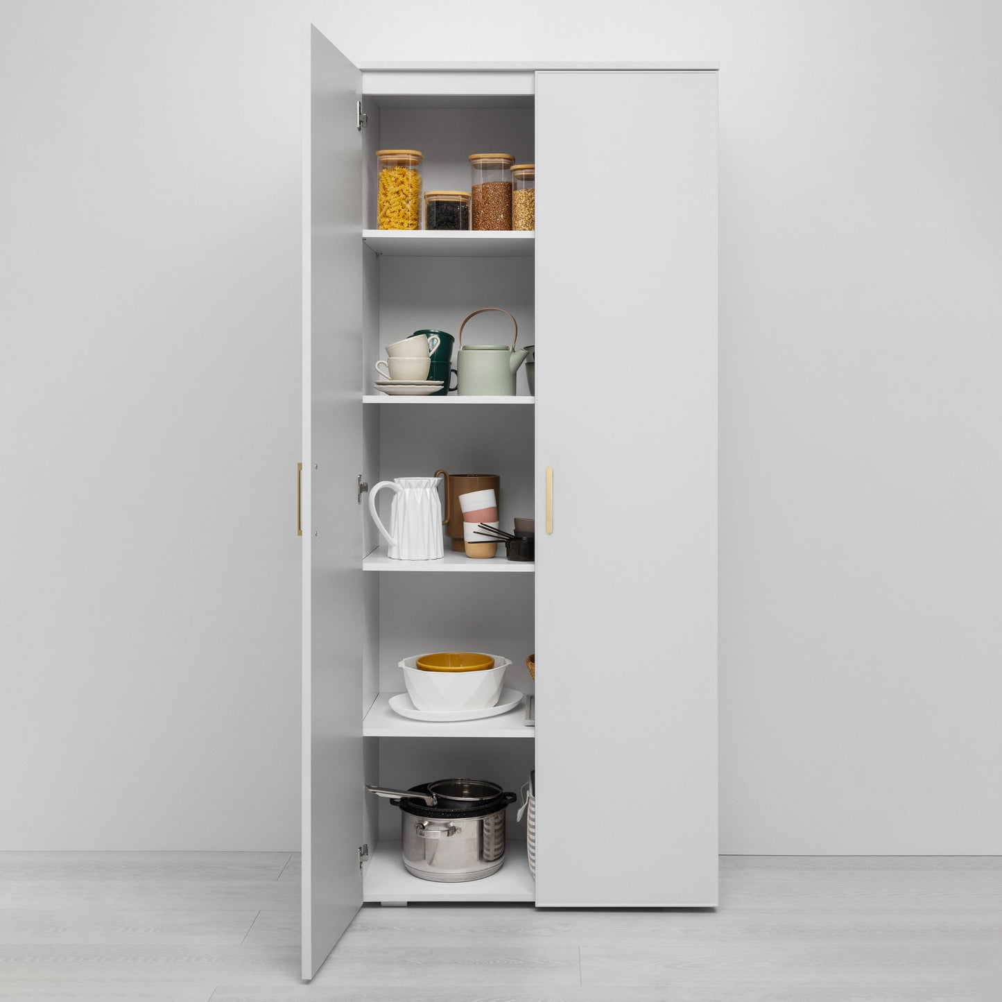 STOCKHOLM STORAGE CUPBOARD SLIM - WHITE - SCANDI BRASS