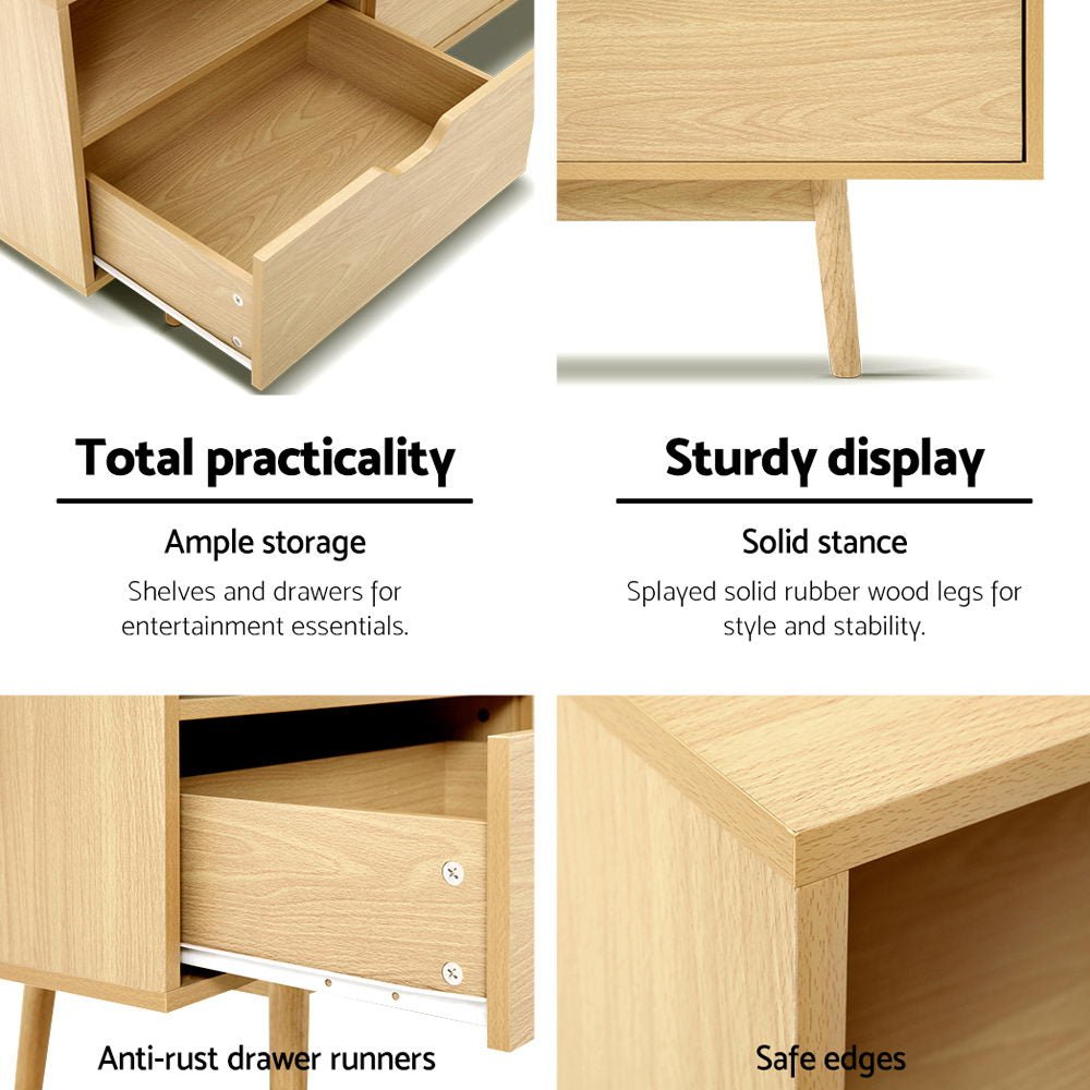 Wooden Entertainment Unit - Natural - Scandi Nooks