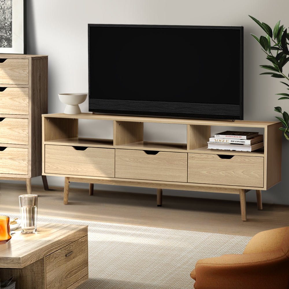 Wooden Entertainment Unit - Natural - Scandi Nooks