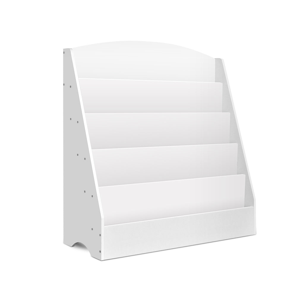 Keezi 5 Tiers Kids Bookshelf Magazine Shelf Organiser Bookcase Display Rack White - Scandi Nooks