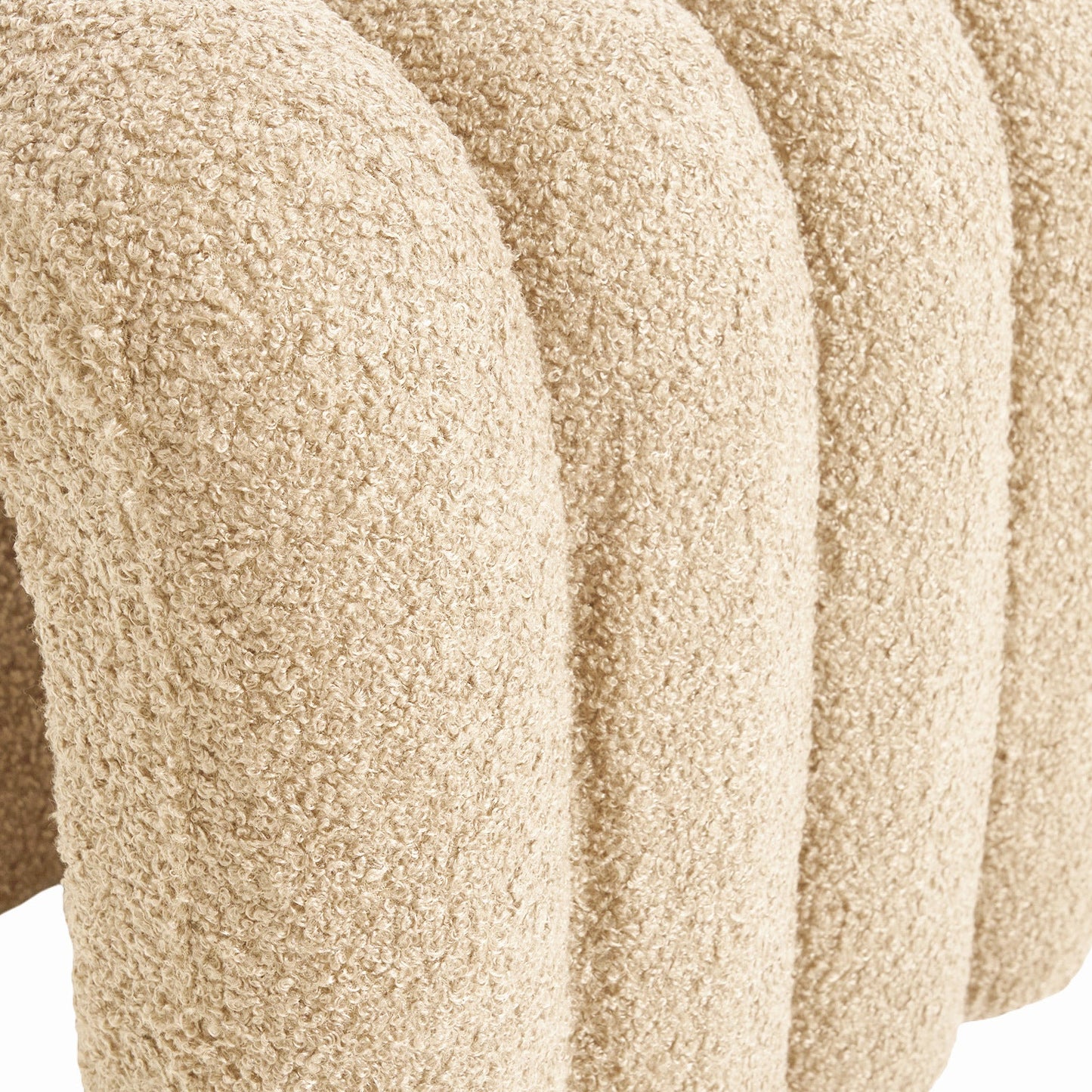 Ridge Arch Ottoman Stool Teddy Fleece Fabric Foot Rest 45cm BEIGE - Scandi Nooks