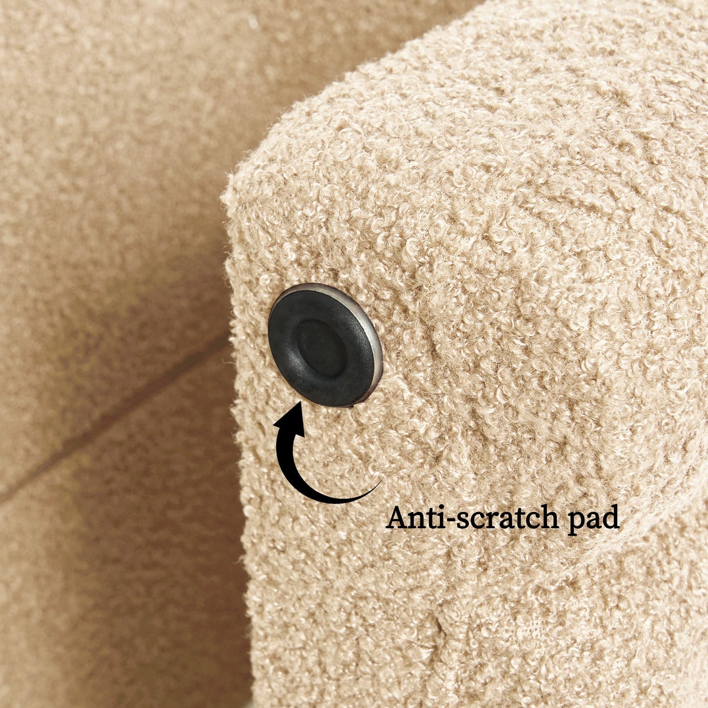 Ridge Arch Ottoman Stool Teddy Fleece Fabric Foot Rest 45cm BEIGE - Scandi Nooks